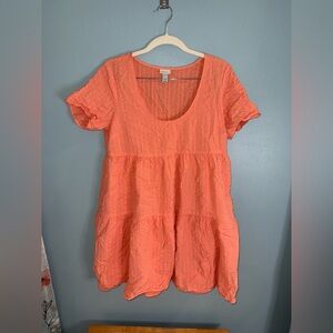 a new day Coral Textured Tunic Shift Dress/Beach Coverup